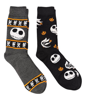 DISNEY THE NIGHTMARE BEFORE CHRISTMAS Men’s 2 Pair Of JACK SKELLINGTON & ZERO Socks - Novelty Socks And Slippers