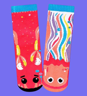 CRAB & JELLYFISH Unisex Toddler Mismatched Gripper Bottom Socks PALS SOCKS Brand - Novelty Socks And Slippers