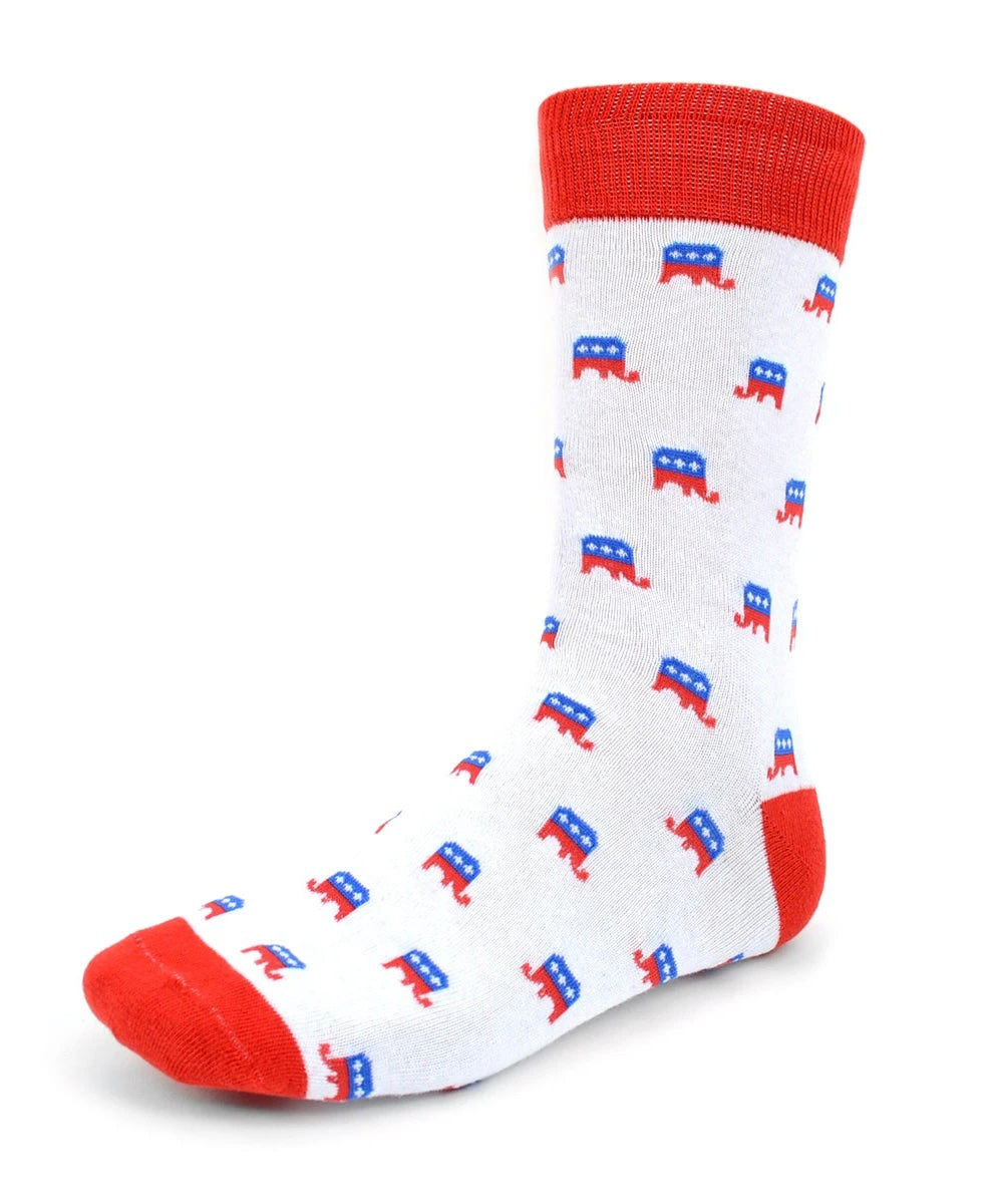 REPUBLICAN ELEPHANT Men’s PATRIOTIC SOCKS PARQUET Brand - Novelty Socks And Slippers