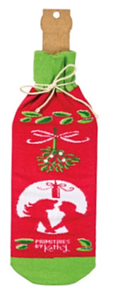 PRIMITIVES BY KATHY CHRISTMAS ALCOHOL WINE BOTTLE SOCK ‘BETTER RESULTS THAN MISTLETOE’ - Novelty Socks for Less