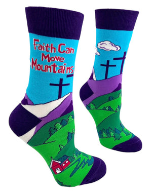 FABDAZ Brand Ladies RELIGIOUS Socks FAITH CAN MOVE MOUNTAINS - Novelty Socks And Slippers
