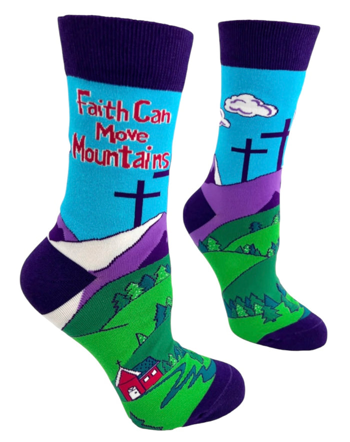 FABDAZ Brand Ladies RELIGIOUS Socks FAITH CAN MOVE MOUNTAINS