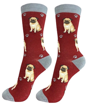 PUG DOG Unisex Socks By E&S Pets CHOOSE SOCK DADDY, HAPPY TAILS, LIFE IS BETTER - Novelty Socks for Less