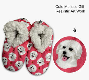 COMFIES BRAND Ladies MALTESE DOG NON-SKID SLIPPERS