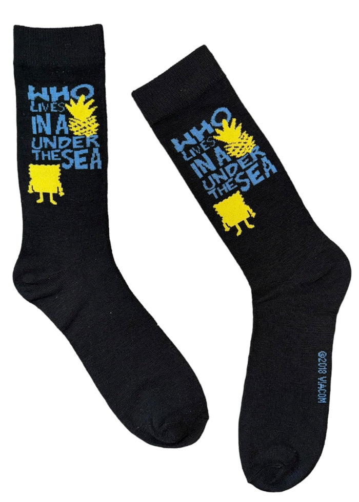 SPONGEBOB SQUAREPANTS Men’s Socks 'WHO LIVES IN A PINEAPPLE UNDER THE SEA?'