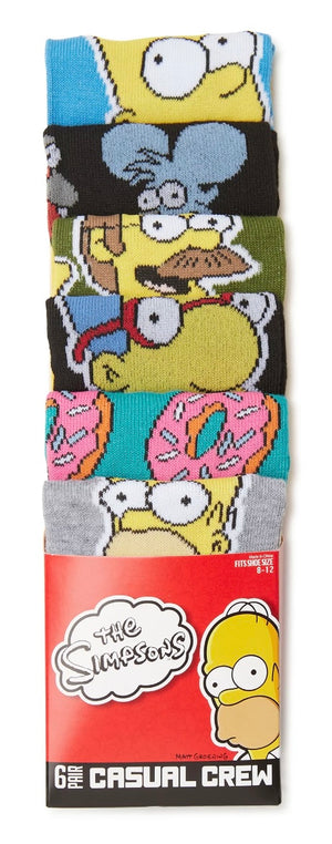 THE SIMPSONS Men’s 6 Pair Of Socks Gift Set FLANDERS, ITCHY & SCRATCHY - Novelty Socks And Slippers