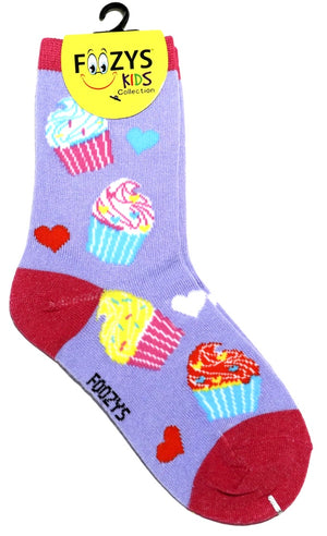 FOOZYS Brand Unisex Kids CUPCAKE Socks CUPCAKES ALL OVER - Novelty Socks And Slippers