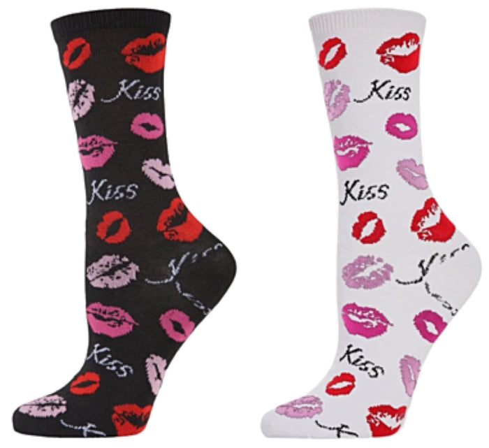 MeMoi Brand LADIES PUCKER UP LIPS VALENTINE'S DAY SOCKS 'KISS' (CHOOSE COLOR)