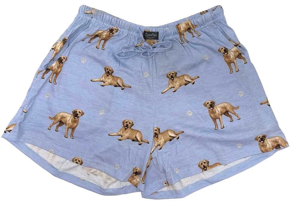 COMFIES Brand LOUNGE PJ SHORTS Ladies YELLOW LAB Dog By E&S PETS - Novelty Socks And Slippers