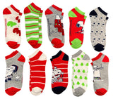 PEANUTS Ladies CHRISTMAS SNOOPY 10 Pair Of Ankle Socks With WOODSTOCK BIOWORLD Brand - Novelty Socks And Slippers