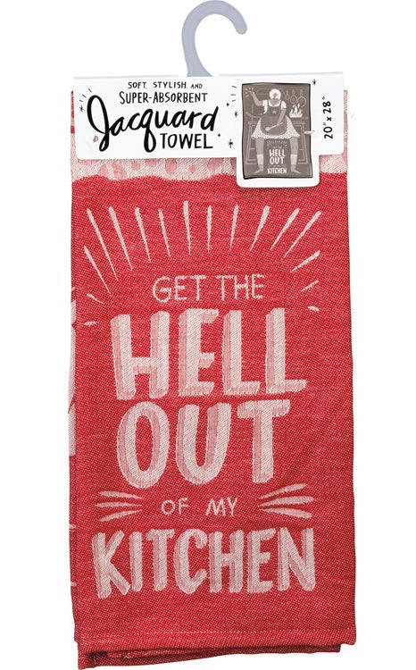 PRIMITIVES BY KATHY ‘GET THE HELL OUT OF MY KITCHEN’ Kitchen Tea Towel