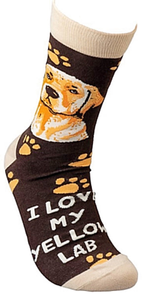 PRIMITIVES BY KATHY Unisex ‘I LOVE MY YELLOW LAB’ Dog Socks - Novelty Socks for Less