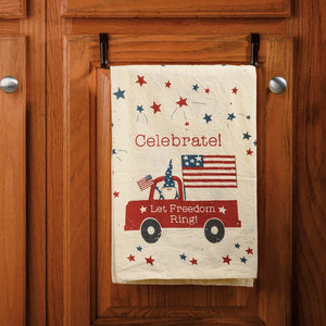 PRIMITIVES BY KATHY PATRIOTIC Kitchen Tea Towel ‘CELEBRATE LET FREEDOM RING’ - Novelty Socks And Slippers