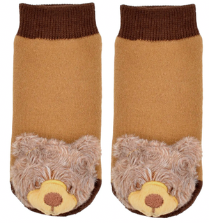 BOOGIE TOES Baby Unisex GRIZZLY BEAR Rattle Gripper Bottom Socks By Piero Liventi - Novelty Socks And Slippers
