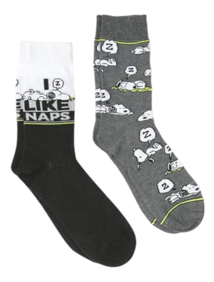 PEANUTS Men’s 2 Pair Of SNOOPY Socks ‘I LIKE NAPS’ - Novelty Socks And Slippers