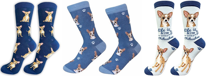 TAN CHIHUAHUA Dog Unisex Socks By E&S Pets CHOOSE SOCK DADDY, HAPPY TAILS, LIFE IS BETTER