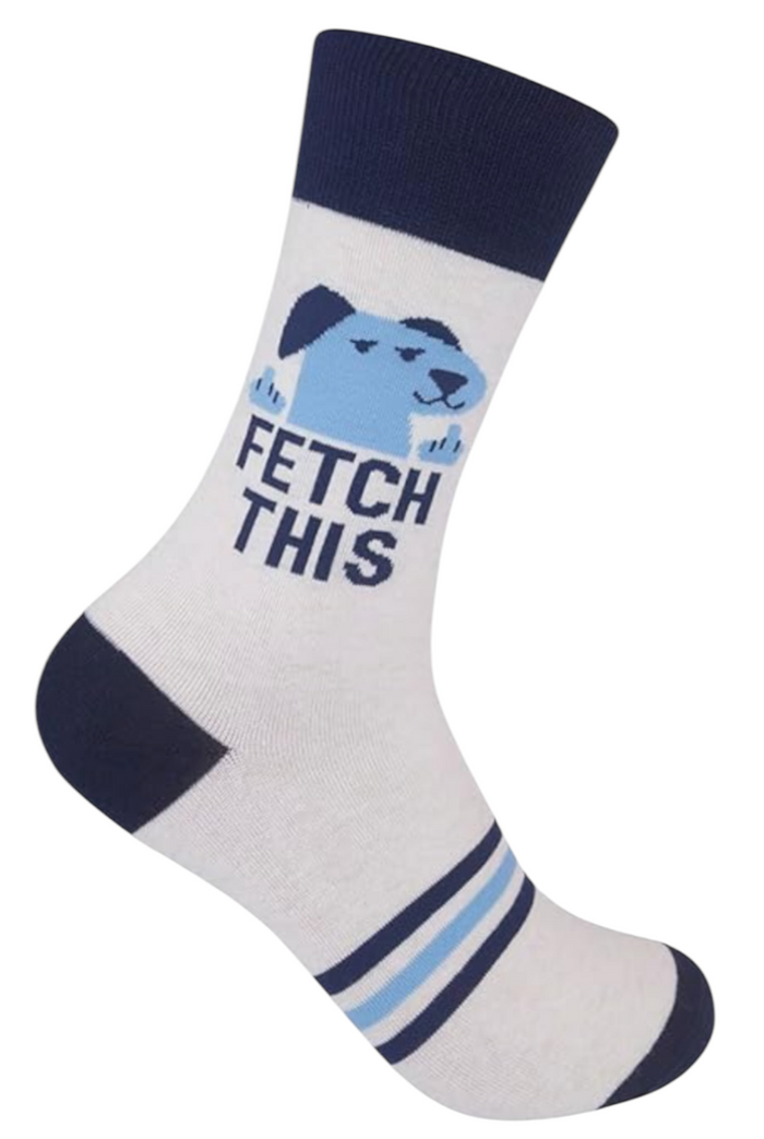 FUNATIC Brand Unisex DOG With MIDDLE FINGERS Socks ‘FETCH THIS’