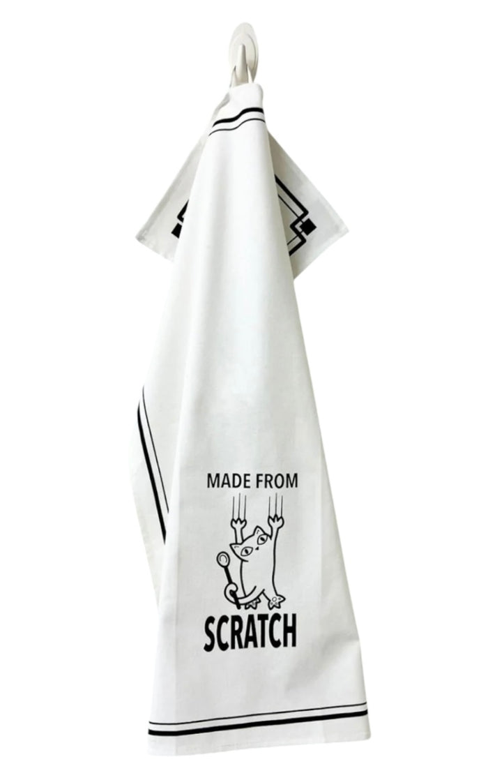 MADE FROM SCRATCH Cat Kitchen Tea Towel HEY NOW Brand By Fabdaz