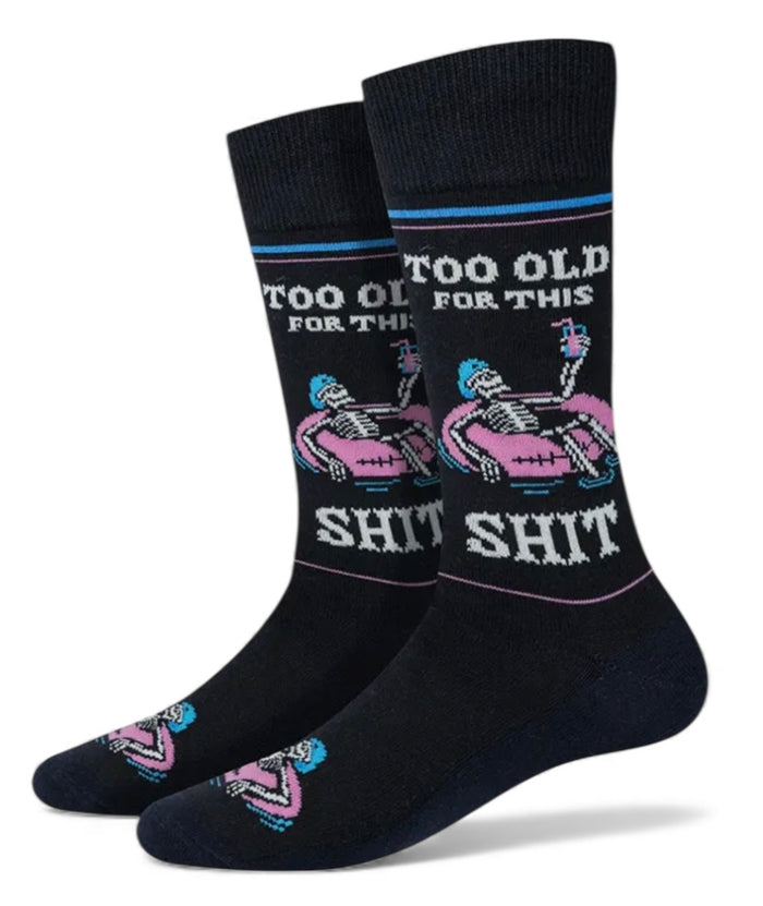 TOO OLD FOR THIS SHIT Men's Skeleton Socks Sock Harbor Brand