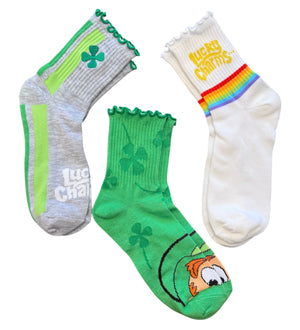 GENERAL MILLS LUCKY CHARMS Ladies SAINT PATRICKS DAY 3 Pair Of Socks - Novelty Socks And Slippers