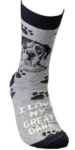 PRIMITIVES BY KATHY Unisex I LOVE MY GREAT DANE DOG Socks - Novelty Socks for Less