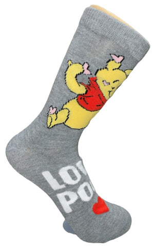 DISNEY WINNIE THE POOH Ladies VALENTINES DAY 4 Pair Of Socks ‘LOVE POOH’ - Novelty Socks And Slippers