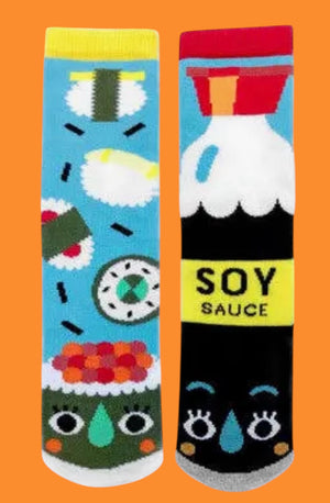 SUSHI & SOY SAUCE Kids Unisex Mismatched Socks PALS SOCKS Brand (Choose Size) - Novelty Socks And Slippers