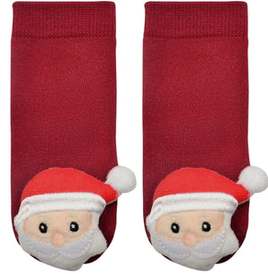 BOOGIE TOES Baby SANTA CLAUS Rattle Gripper Bottom Socks By PIERO LIVENTI