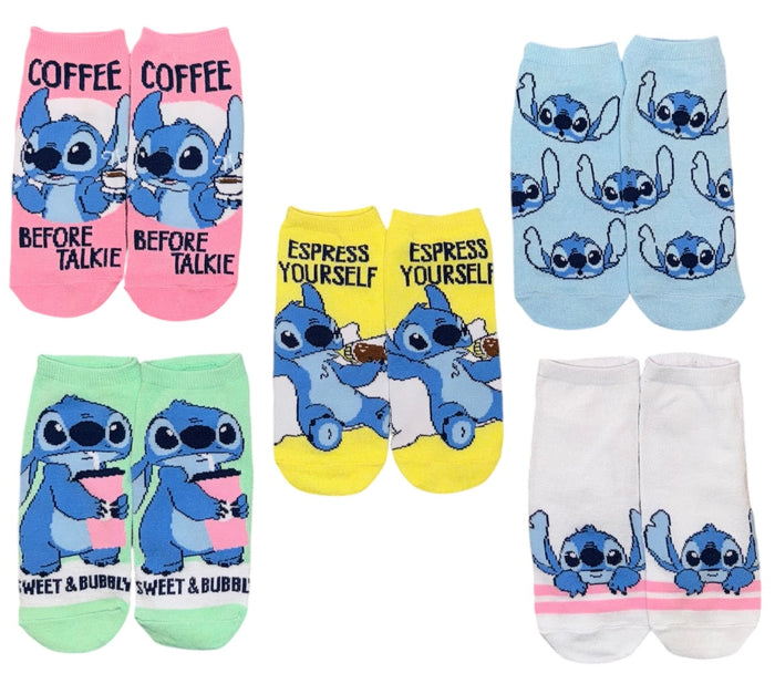 DISNEY LILO & STITCH Ladies 5 Pair Of No Show Socks ‘EXPRESS YOURSELF'