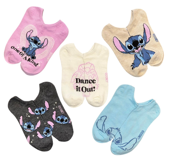 DISNEY LILO & STITCH Ladies 5 Pair Of No Show Socks ‘DANCE IT OUT’