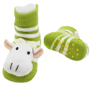 BOOGIE TOES Unisex Baby COW Rattle Gripper Bottom Socks By Piero Liventi - Novelty Socks And Slippers
