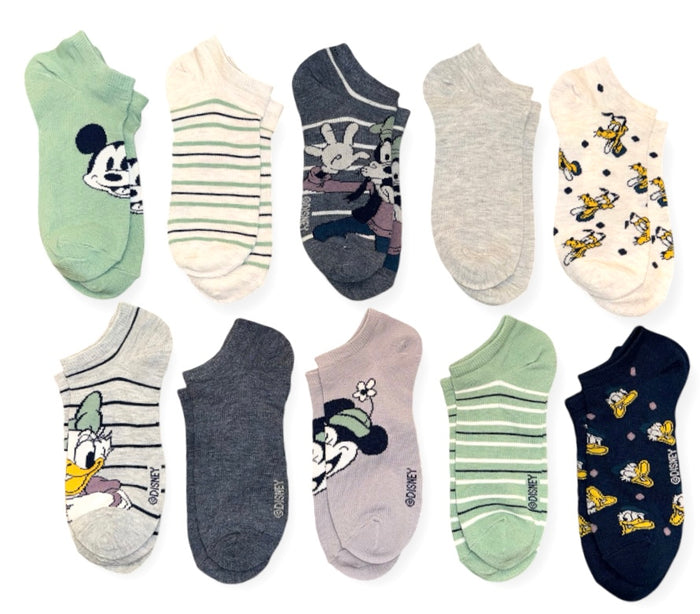 DISNEY MICKEY MOUSE Ladies 10 Pair Of Low Show Socks DONALD, DAISY, GOOFY, PLUTO