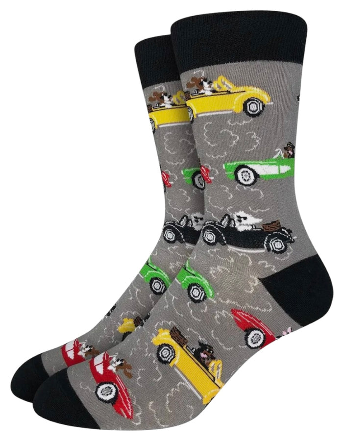 GOOD LUCK SOCK Brand Men’s DOGS DRIVING SPORTS CARS Socks