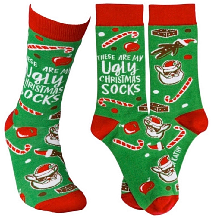 PRIMITIVES BY KATHY UNISEX CHRISTMAS Socks ‘THESE ARE MY UGLY CHRISTMAS SOCKS’