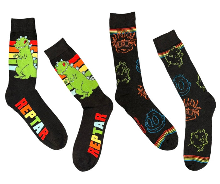 RUGRATS Men’s RAINBOW PRIDE 2 Pair Of Socks REPTAR, TOMMY PICKLES, CHUCKIE