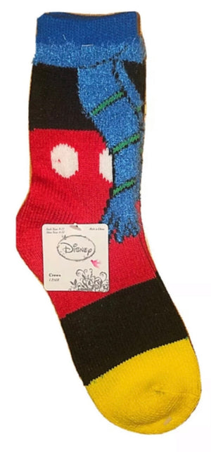 DISNEY MICKEY MOUSE LADIES CHRISTMAS PLUSH FUZZY CREW SOCKS - Novelty Socks And Slippers