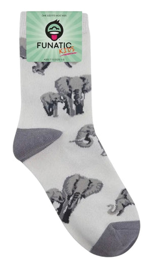 FUNATIC Brand Unisex Kids ELEPHANT Socks Elephants All Over Kids Age 7-10 - Novelty Socks And Slippers