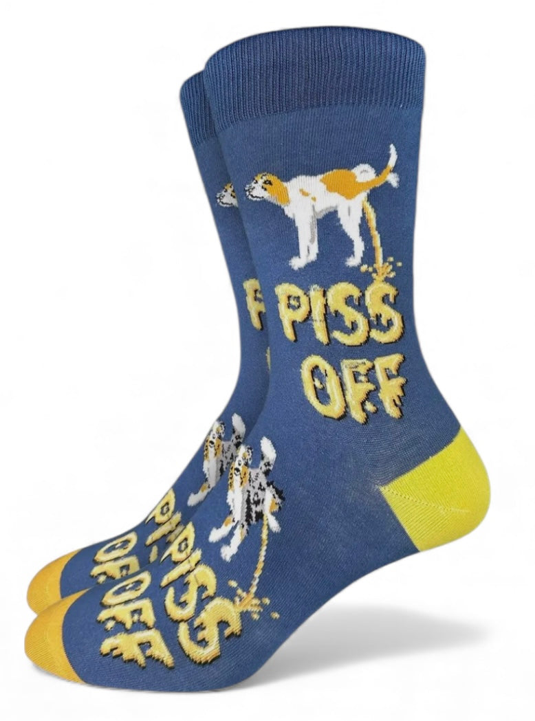 PISS OFF Men’s Dog Pissing Socks Good Luck Sock Brand - Novelty Socks And Slippers