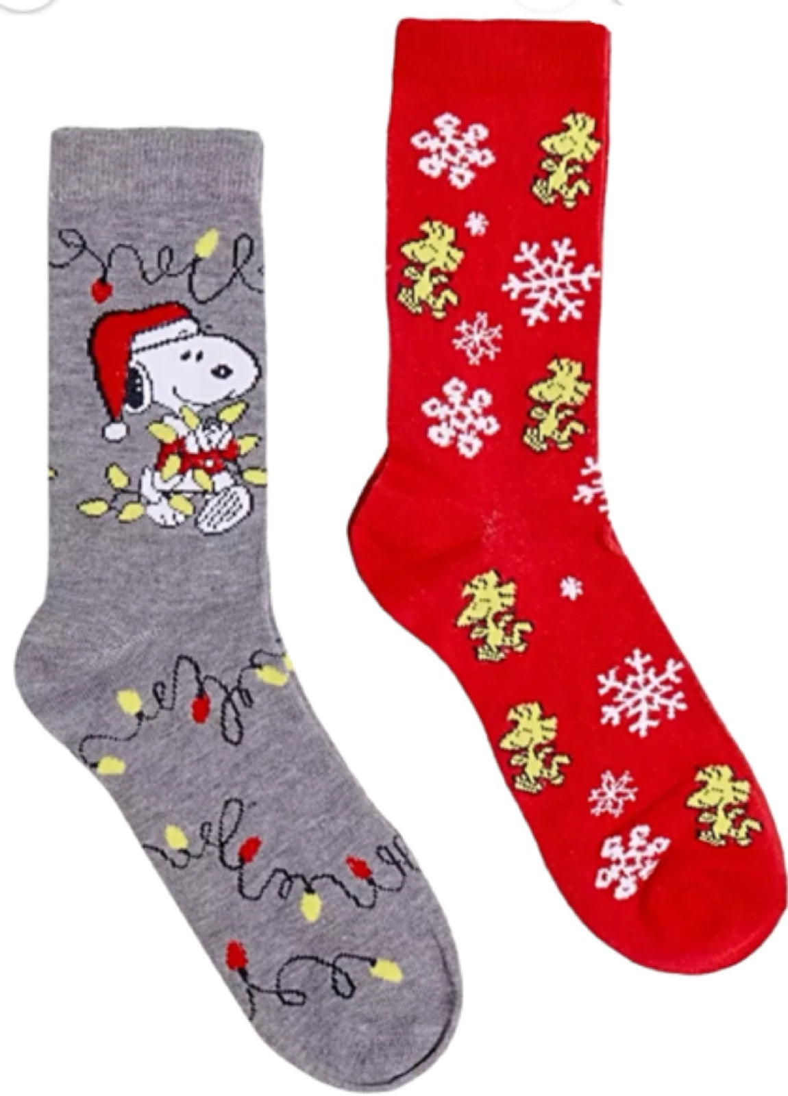 PEANUTS MEN’S CHRISTMAS 2 PAIR OF SOCKS SNOOPY & WOODSTOCK - Novelty Socks for Less