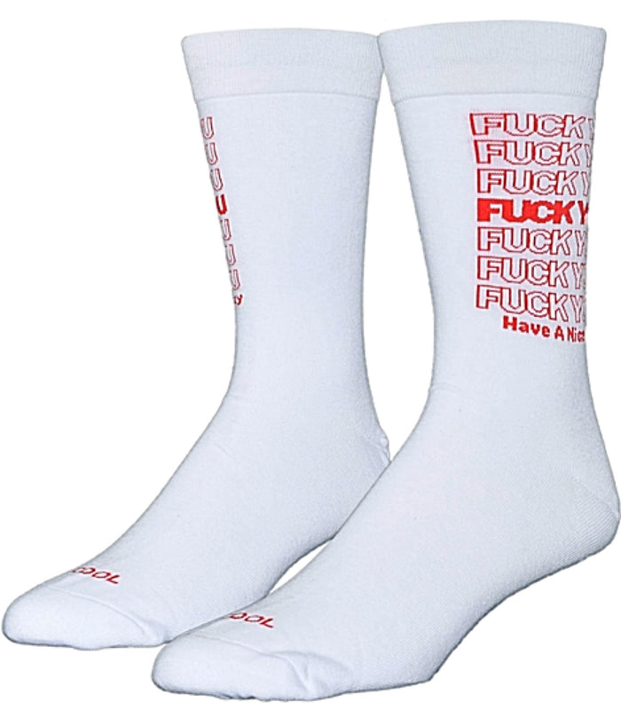 COOL SOCKS BRAND Men's FUCK YOU HAVE A NICE DAY TAKE OUT BAG Socks