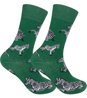 ZEBRA Adult Unisex Socks FUNATIC Brand Zebras All Over - Novelty Socks And Slippers