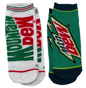 MOUNTAIN DEW Soda Ladies 2 Pair Of No Show Socks ODD SOX Brand - Novelty Socks And Slippers