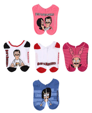 BOB’S BURGERS Ladies 5 Pair Of No Show Socks BOB, LINDA, LOUISE, TINA - Novelty Socks And Slippers