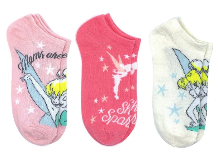 DISNEY TINKERBELL Ladies Mothers Day 3 Pair Of No Show Socks ‘MOM’S ARE MAGICAL’