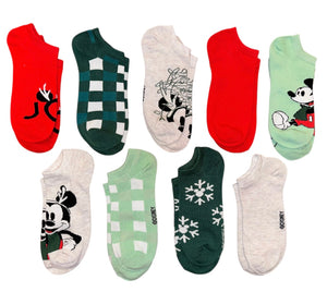 DISNEY Ladies CHRISTMAS 9 Pair Of Low Show Socks MICKEY MOUSE - Novelty Socks And Slippers