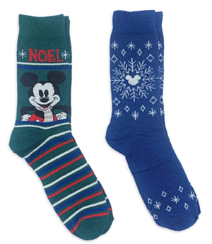 DISNEY MEN’S MICKEY MOUSE CHRISTMAS 2 PAIR OF SOCKS ‘NOEL’ - Novelty Socks And Slippers
