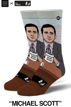 THE OFFICE TV Show Men's MICHAEL SCOTT 360 Socks ODD SOX Brand ‘WORLD’S BEST BOSS’ - Novelty Socks And Slippers