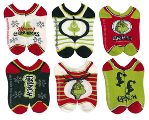 DR. SEUSS HOW THE GRINCH STOLE CHRISTMAS Ladies 6 Pair Of Ankle Socks ‘MERRY GRINCHMAS’ - Novelty Socks And Slippers