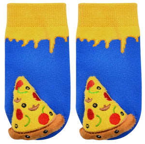 BOOGIE TOES Baby PIZZA SLICE Rattle Gripper Bottom Socks By PIERO LIVENTI