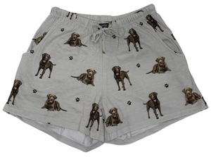COMFIES LOUNGE PJ SHORTS Ladies CHOCOLATE LAB Dog By E&S PETS - Novelty Socks And Slippers